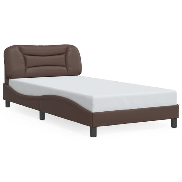 vidaXL Sängram med LED-belysning brun 100x200 cm konstläder Brun