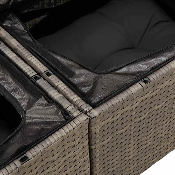 vidaXL Trädgårdsoffset 9 st 9-Antal sittplatser Grå Poly Rattan Grå