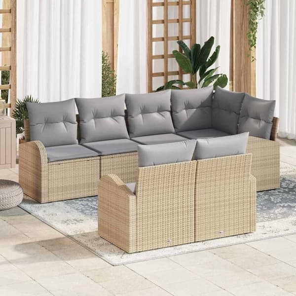 vidaXL Trädgårdsoffset Beige konstrotting Beige