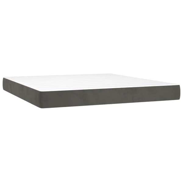vidaXL Ramsäng med madrass & LED mörkgrå 180x200 cm sammet Grå