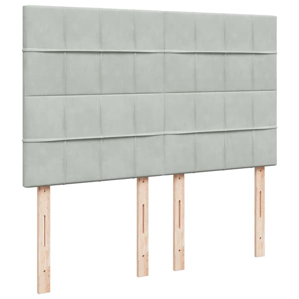 vidaXL Ramsäng med madrass ljusgrå 160x200 cm sammet Grå
