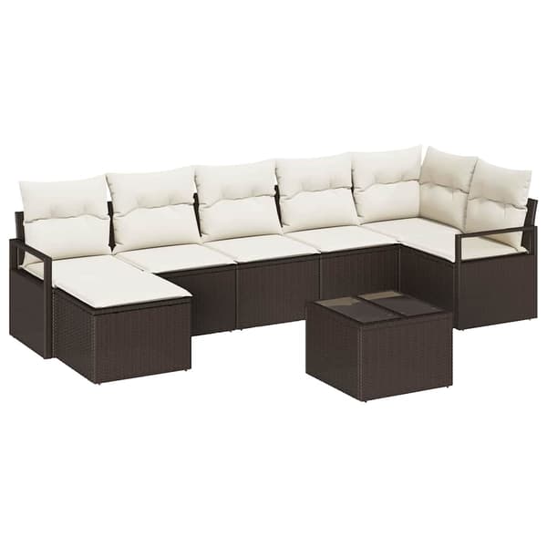 vidaXL Soffset 8 st Brun och Kräm konstrotting Brun