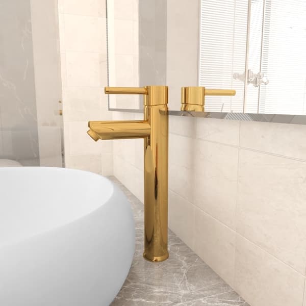 vidaXL Badrumsblandare guld 12x30 cm grå