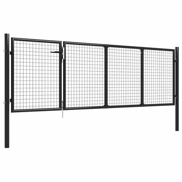 vidaXL Trädgårdsgrind stål 350x75 cm antracit Antracit