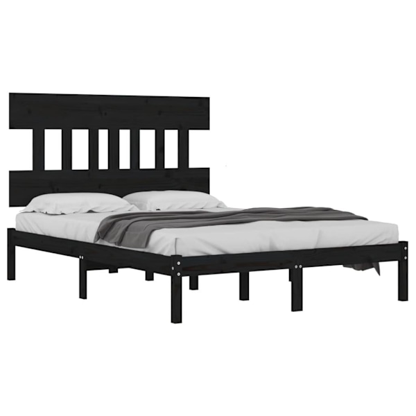 vidaXL Sängram svart massivt trä 120x190 cm Svart