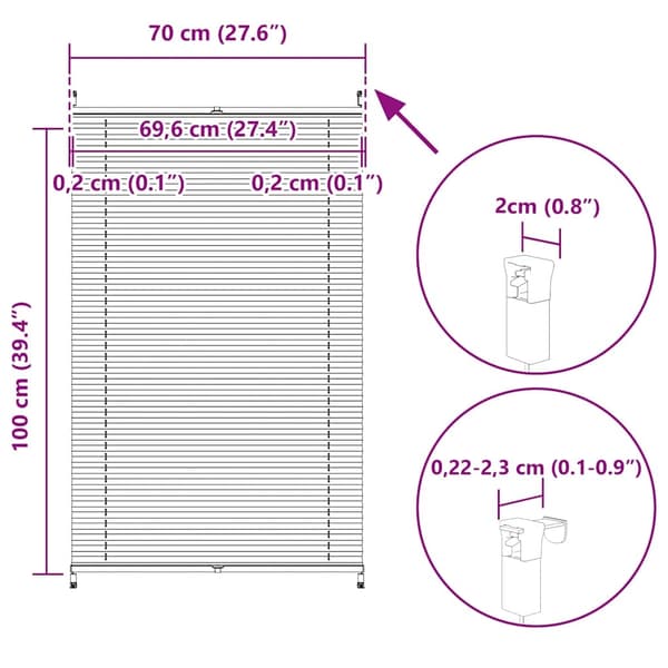 vidaXL Plisségardin 70x100 cm vit Vit