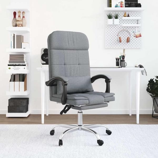 vidaXL Kontorsstol med massage ljusgrå tyg Grå