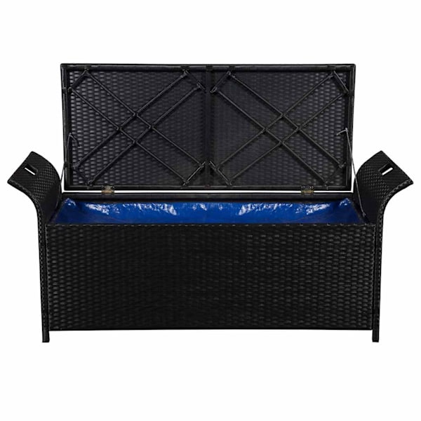 vidaXL Förvaringsbänk med dyna 138 cm konstrotting svart Svart