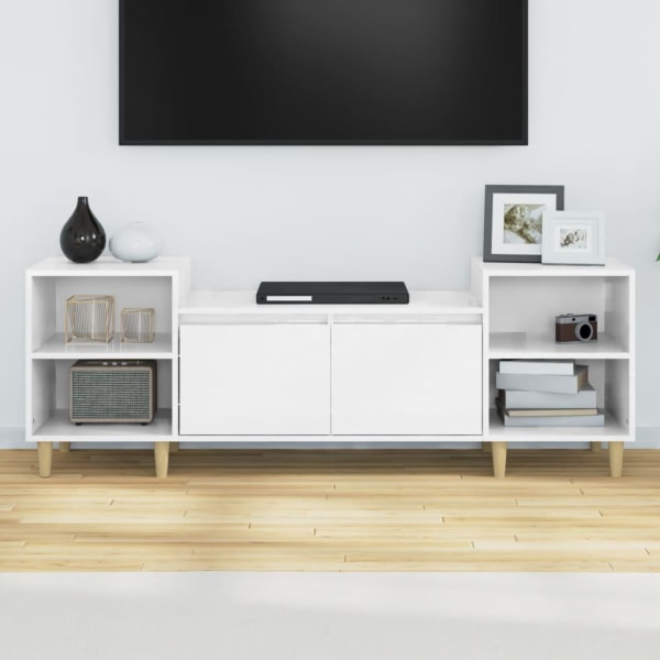 vidaXL Tv-bänk vit högglans 160x35x55 cm konstruerat trä Vit