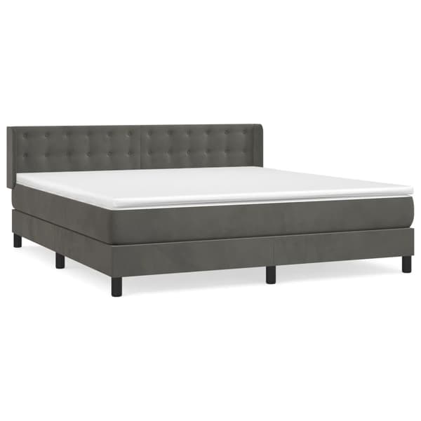 vidaXL Ramsäng med madrass mörkgrå 160x200 cm sammet Grå
