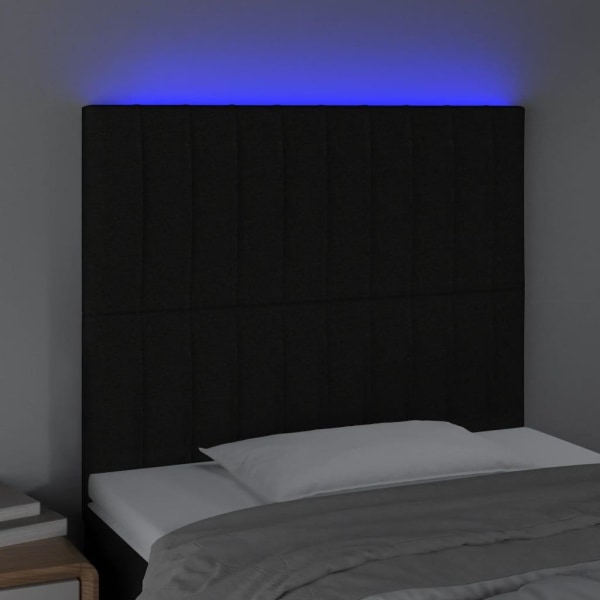 vidaXL Sänggavel LED svart 90x5x118/128 cm tyg Svart