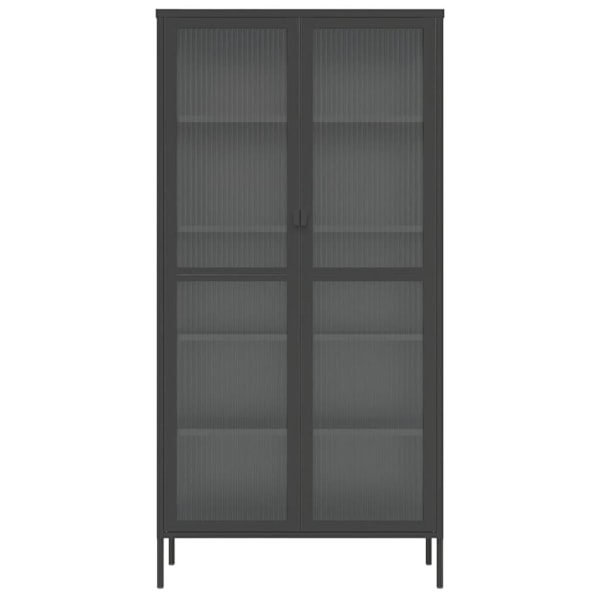 vidaXL Högskåp svart 85x40x180 cm glas och stål Svart