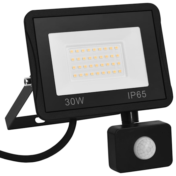 vidaXL Strålkastare med sensor 30 W LED kallvit Svart
