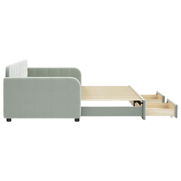 vidaXL Dagbädd utdragbar med lådor ljusgrå 90x200 cm sammet Grå