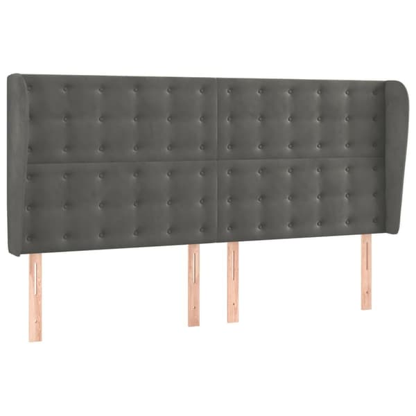 vidaXL Ramsäng med madrass & LED mörkgrå 200x200 cm sammet Grå