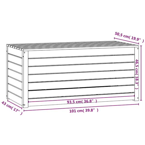 vidaXL Dynbox grå 101x50,5x46,5 cm massiv furu Grå