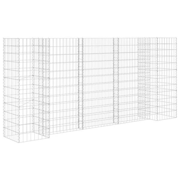 vidaXL Planteringsgabion H-formad stål 260x40x120 cm Silver