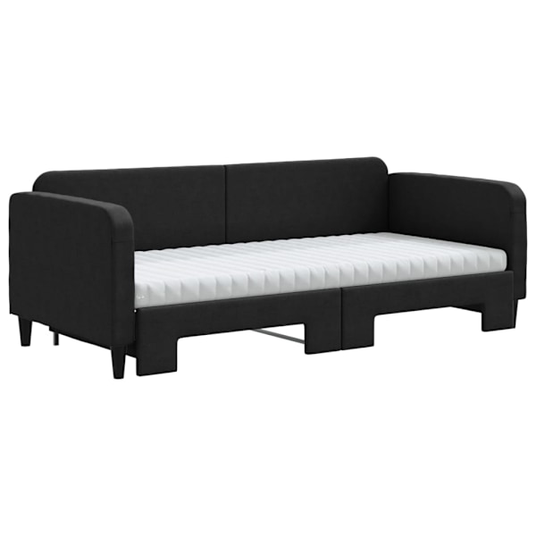 vidaXL Dagbädd med extrabädd och madrasser svart 90x190 cm tyg Svart