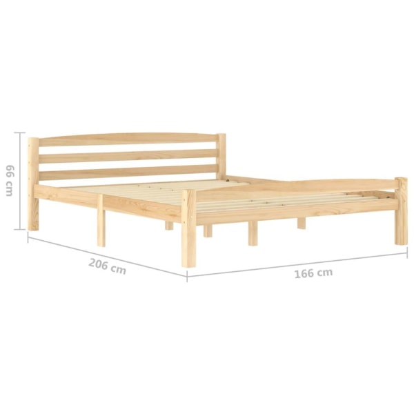 vidaXL Sängram massiv furu 160x200 cm Brun