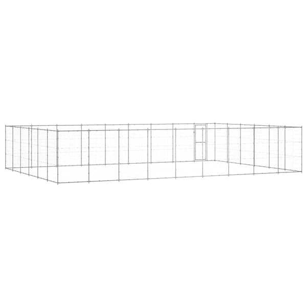 vidaXL Hundgård för utomhusbruk galvaniserat stål 65,34 m² Silver