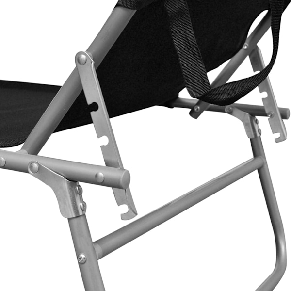 vidaXL Hopfällbar solsäng med tak svart aluminium Svart