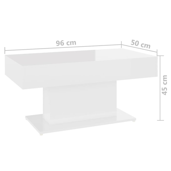 vidaXL Soffbord vit högglans 96x50x45 cm konstruerat trä Vit
