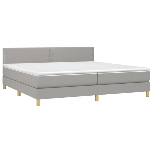 vidaXL Ramsäng med madrass & LED ljusgrå 200x200 cm tyg Grå