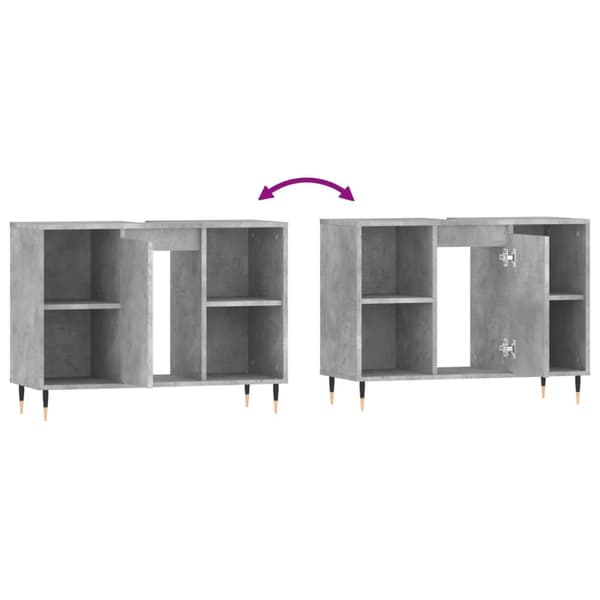 vidaXL Badrumsskåp betonggrå 80x33x60 cm konstruerat trä Grå