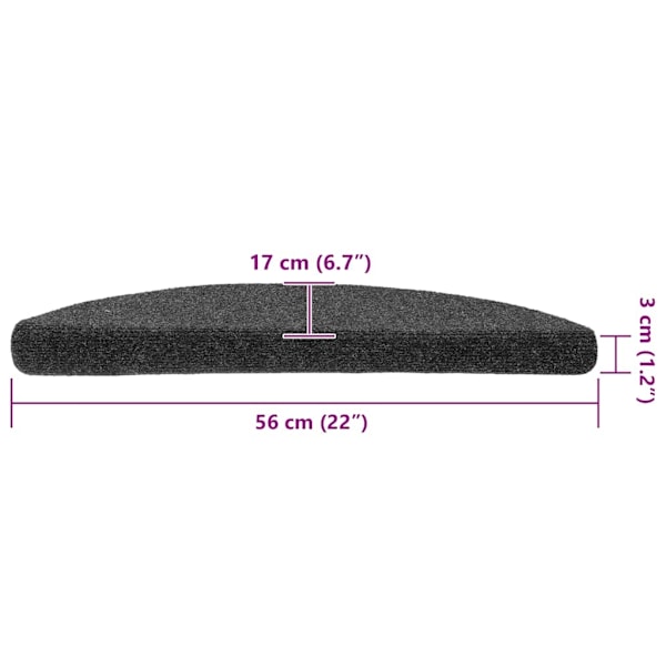 vidaXL Trappstegsmattor självhäftande 15 st antracit 56x17x3 cm brodyr Brun