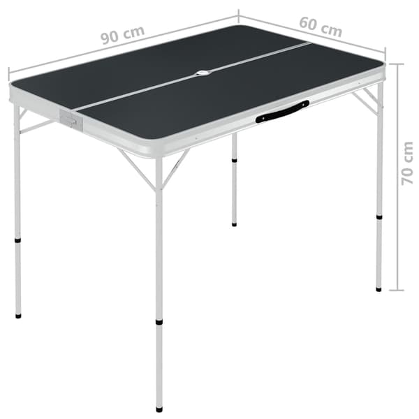 vidaXL Hopfällbart campingbord med 2 bänkar aluminium grå grå