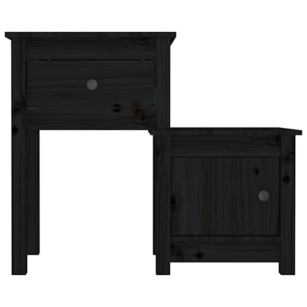 vidaXL Sängbord 2 st svart 79,5x38x65,5 cm massiv furu Svart