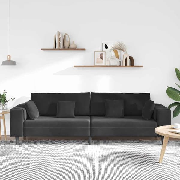 vidaXL Soffa Svart 250 x 77 x 76 cm Sammet art