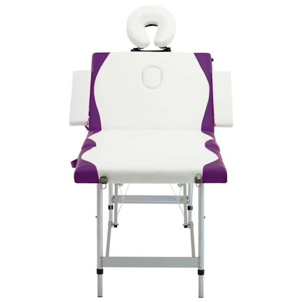 vidaXL Hopfällbar massagebänk 4 sektioner aluminium vit och lila Vit