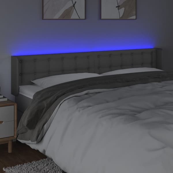 vidaXL Sänggavel LED grå 203x16x78/88 cm konstläder Grå