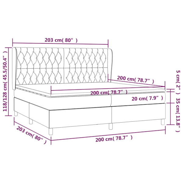 vidaXL Ramsäng med madrass taupe 200x200 cm tyg Taupe