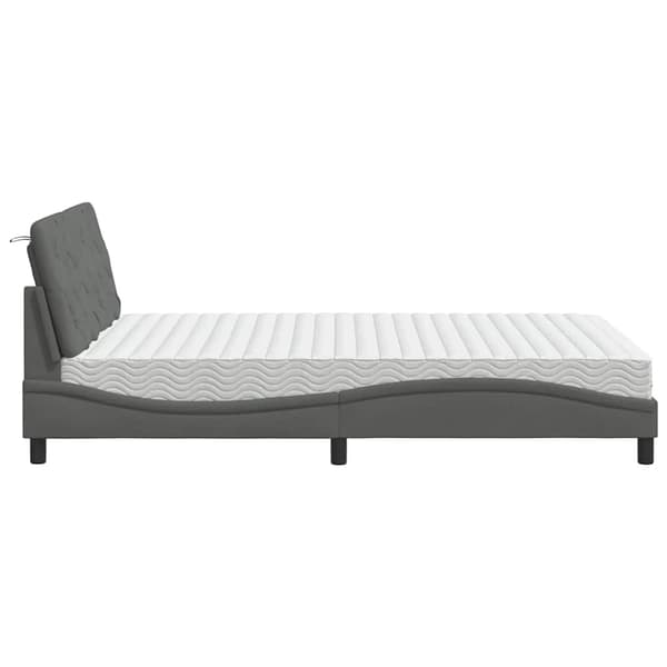 vidaXL Säng med madrass mörkgrå 140x190 cm tyg Grå