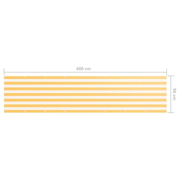 vidaXL Balkongskärm vit och gul 90x400 cm oxfordtyg multifärg
