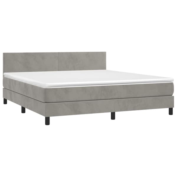 vidaXL Ramsäng med madrass & LED ljusgrå 180x200 cm sammet Grå