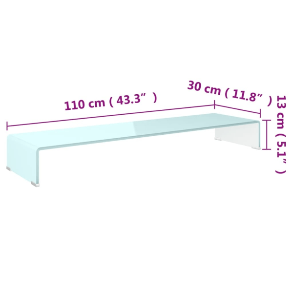 vidaXL Tv/monitor-ställ glas grön 110x30x13 cm Vit