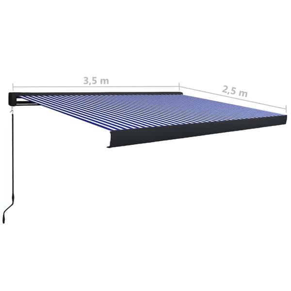 vidaXL Markis manuell 350x250 cm blå och vit Blå