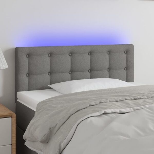 vidaXL Sänggavel LED mörkgrå 90x5x78/88 cm tyg Grå