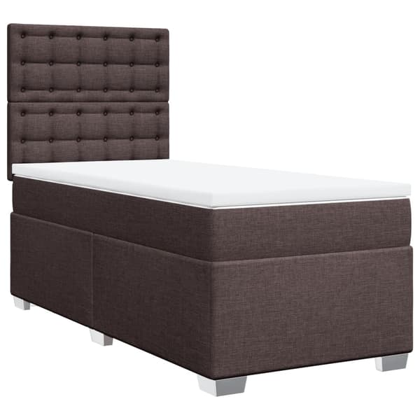 vidaXL Ramsäng med madrass mörkbrun 90x190 cm tyg Brun