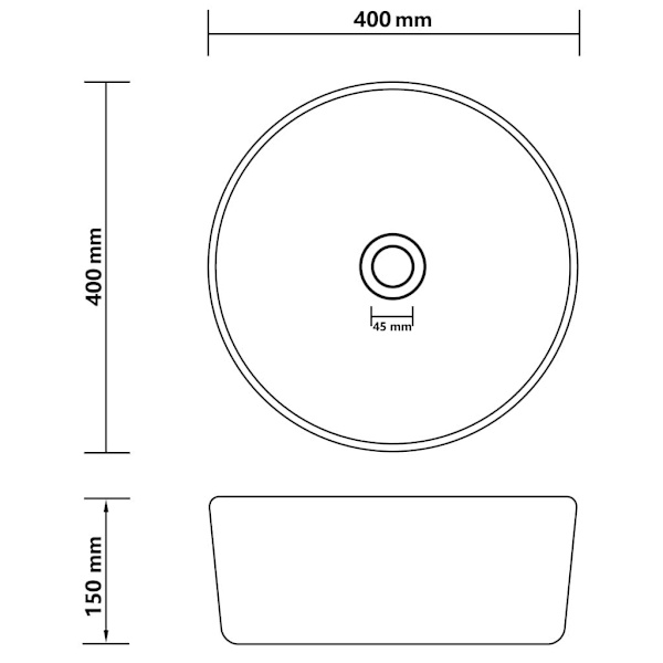 vidaXL Lyxigt runt handfat matt mörkblå 40x15 cm keramik Blå
