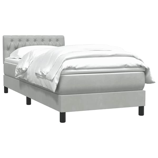 vidaXL Ramsäng med madrass ljusgrå 80x210 cm sammet Grå
