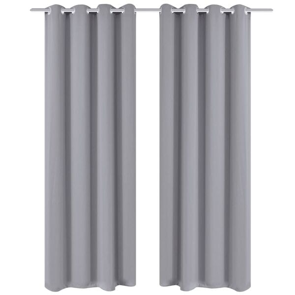 vidaXL Mörkläggningsgardiner med metallringar 2 st 135 x 245 cm grå grå