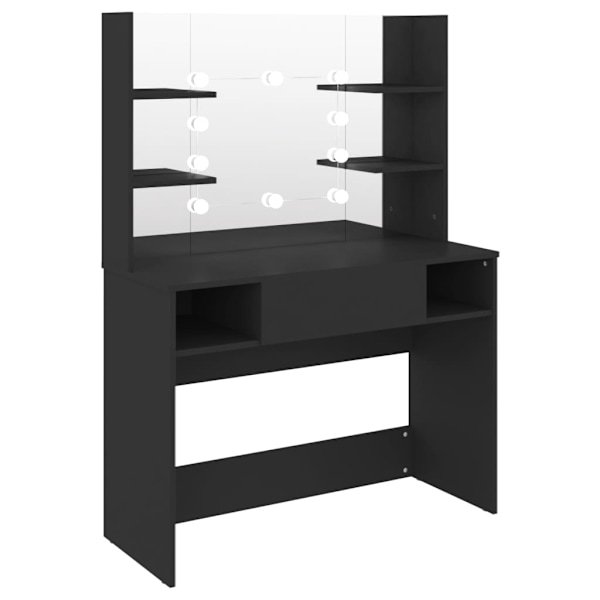 vidaXL Sminkbord med LED-belysning 100x40x135 cm MDF svart Svart