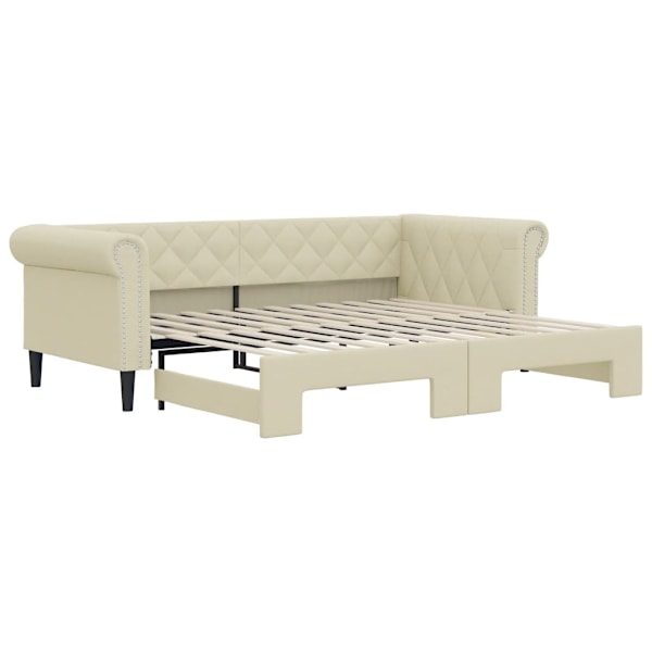 vidaXL Dagbädd utdragbar gräddvit 90x200 cm konstläder Kräm