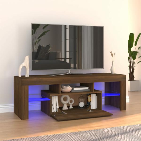 vidaXL Tv-bänk med LED-belysning brun ek 120x35x40 cm Brun