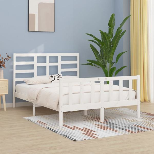 vidaXL Sängram vit massiv furu 120x200 cm Vit