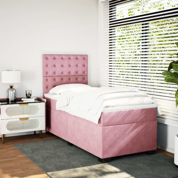 vidaXL Ramsäng med madrass rosa 100x200 cm sammet Rosa